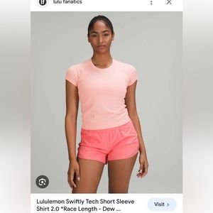 Lululemon Swiftly Tech short sleeve shirt 2.0 race length in dew pink, size 14